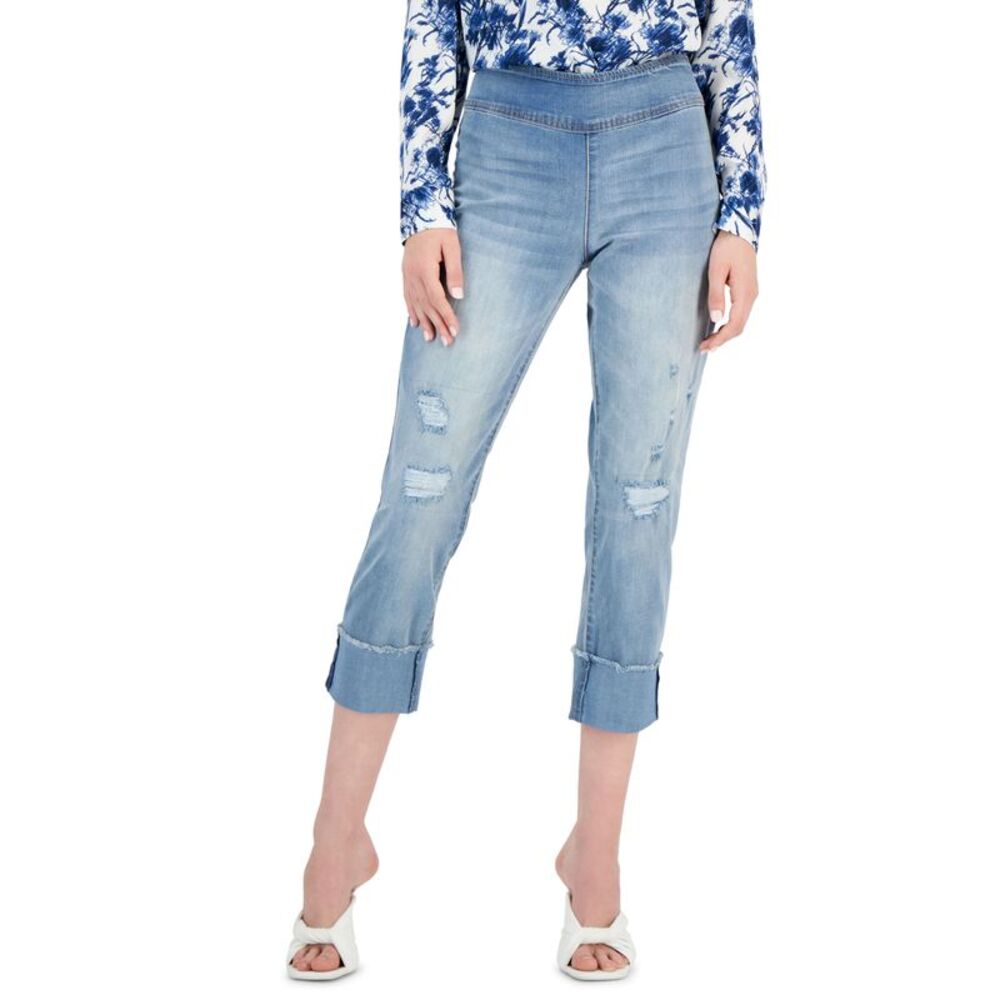 INC International Concepts Women's Mid Rise Straight-Leg Pull-On Jeans